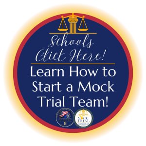 Circle Image Has Text. Text Reads Schools Click Here. Learn how to start a Mock Trial Team.